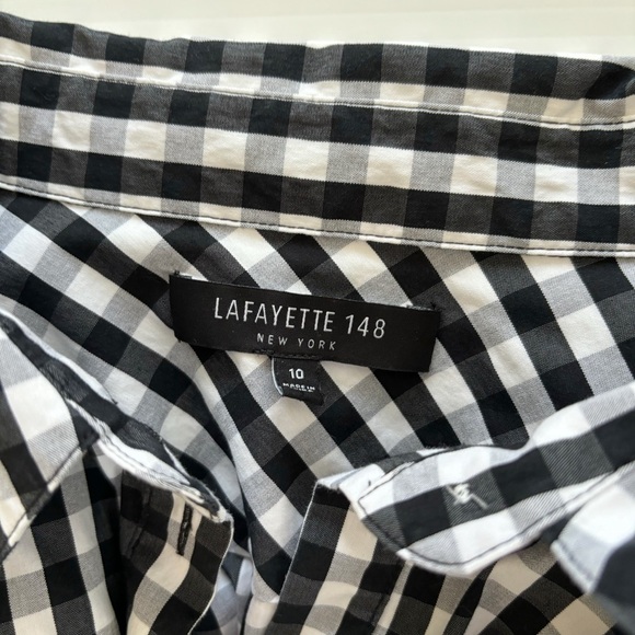 Lafayette 148 Shirt Leigh Gingham Button Front Poplin - Picture 5 of 7